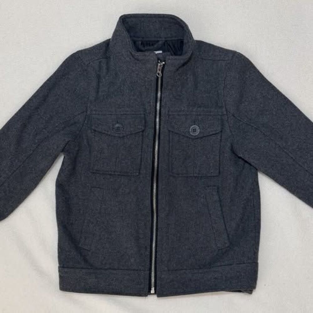 Old Navy Moto Jacket XS Gray Quilted Lined Full Zip Unisex Kids XS